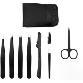 7 Piezas Pinzas para Ceja Depilar Profesionales de Acero Inoxidable Pinza para Ceja de Alta Precisión y Saca Cejas, Kit para Cejas y Rostro, Pinzas de Precision para Vello Facial y Pestañas