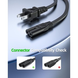 Power Cord Replacement for iRobot Roomba Integrated Home Base Charging Dock 600 800 900 Series, 675 690 960 614 650 890 880 and More Devices Charger Cable 2 Prong