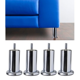 IPEA 4 x Acquamarina Furniture Feet for Sofa, Height 100 mm, Elegant Design Feet for Armchairs, Cupboards, Beds, 4 Metal Iron Legs, Furniture Feet, Colour Chrome-Plated