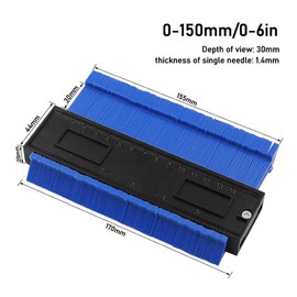 Contour Gauge Duplicator, Outline Marking Tool, Outline Gauge, Profile Tool, Profile Measuring Tool, Profile Gauge Ruled, for Precise Measurement Tiling Laminate Wood Marking Tool, Blue
