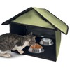 Outdoor Cat House Feral Cat Feeding Station Covered Waterproof Stray