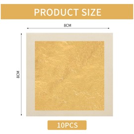 KINNO 10 Sheets Imitation Gold Leaf for Handmade Gold Leaf, Accessories for Craft Gilding, Nail Art, Gold Leaf Painting (8 x 8 cm)