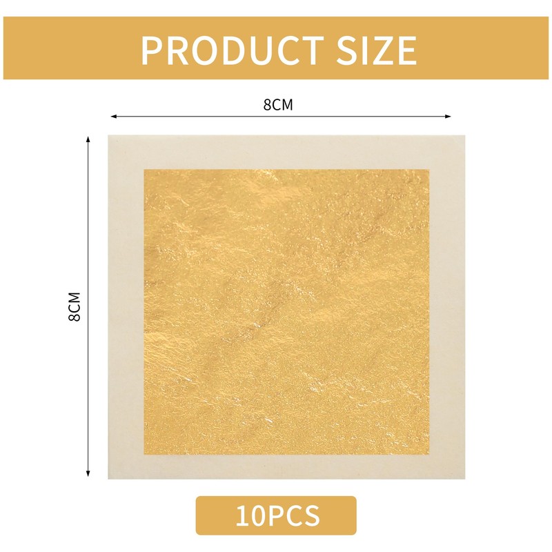 KINNO 10 Sheets Imitation Gold Leaf for Handmade Gold Leaf,
