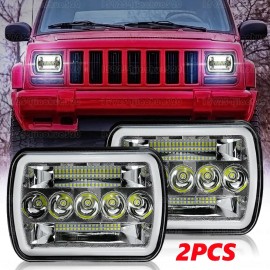 Unbranded Pair 7x6'' 5x7'' LED Headlights Hi/Lo Beam For Jeep Cherokee XJ Wrangler YJ