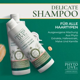 Phyto Live Laboratories Delicate Shampoo – Haar-Delicate-Shampoo mit Malve und Kamille für alle Haartypen – Haarshampoo für glänzende, erfrischte und seidig weiche Formel – Größe 400 ml