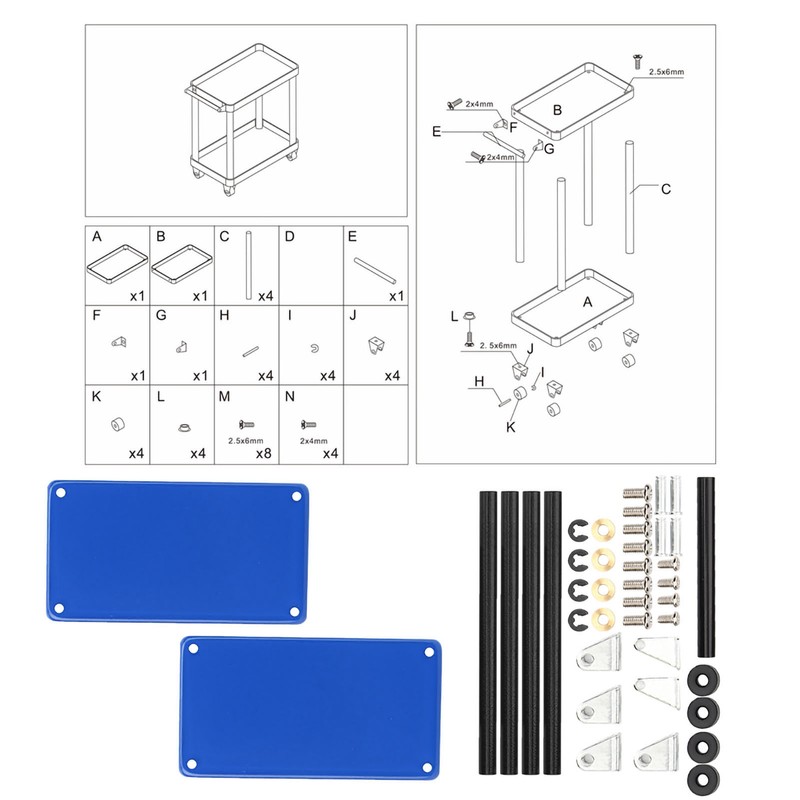 Mini 2‑Tier Tools Storage Trolley Mobile Workshop Garage Repair RC