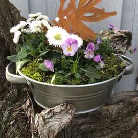 Storm's Gartenzaubereien Zinc Tub 3 L Round Waterproof Plant Bowl – Decorative Bowl for Planting