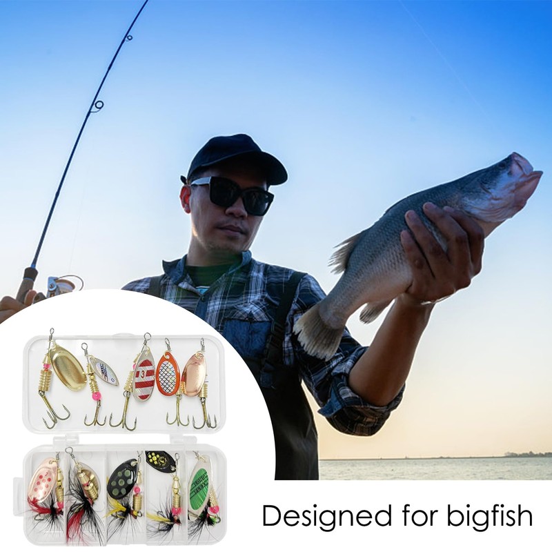 10-Piece Spinner Bait Set, 10-Piece Fishhook Adapter Ring, Swinging Bait