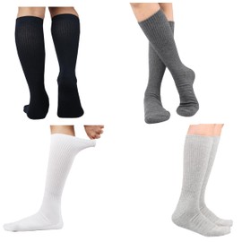 MANARC Men Cotton Crew Socks Soft Comfortable Thin And Breathable on Top Durable Double Layer Cushioned Reinforced Sole. 5 Pack White, Navy Blue, Light Grey, Dark Grey, Black.