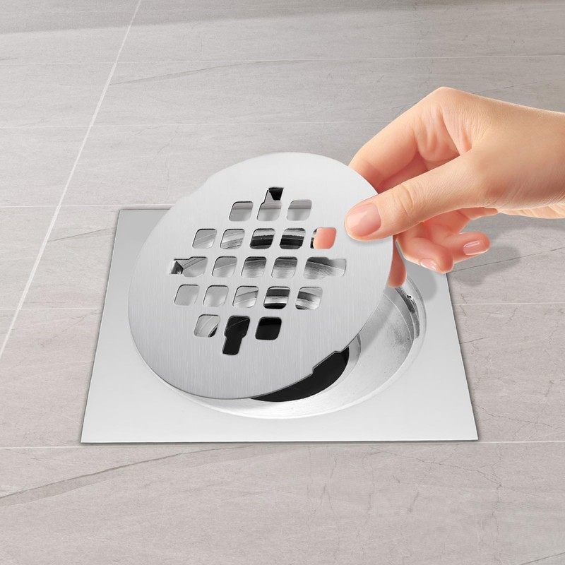 2 Pack 4-1/4 Inch OD Shower Drain Cover, 18/8 Stainless