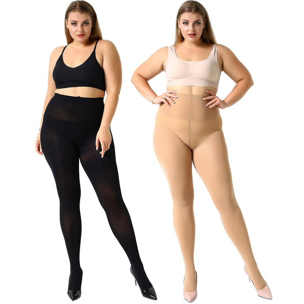 MANZI Women's Control Top Plus Size Tights for Women High