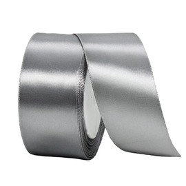 40mm Wide Silver Double Sided Satin Ribbon for Gift Wrapping - 22M 1.5Inch Solid Fabric Large Thick Decorative Ribbon for Crafting, Hair Bow, Sewing, Floral, Wedding Car, Presents