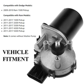 Covnikyer Front Windshield Wiper Motor Compatible with Ram 1500 2500 3500 4500 5500 2011-2017 | Ram 1500 2009-2010 Replace 4-Pin Wiper Motor 68050422AA, 68050422AC