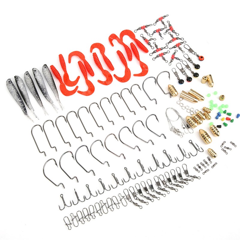 138 pcs Fishing Lure Baits Hook Copper Color Sinkers Weights