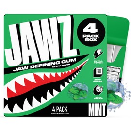 Jawz Gum Jawline Chewing Gum, 4 Pack Box, Mint, Face Slimming and Toning, Sugar Free