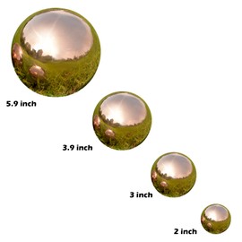 Nerien Gazing Ball, Stainless Steel Garden Mirror Globe, Polished Ornament Sphere, Hollow Floating Reflective Hemisphere, for Home Outdoor Pond Housewarming Swimming Pool Decoration, Rose Gold, 10Pcs