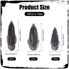 GLOBLELAND 10 Pcs Black Claws Fake Nails Ring Set Gothic Punk Finger Claws Crystal Full Finger Nail Ring False Easy Long Nails Bend Fingernail Claw for Women Men Cosplay Party Accessories
