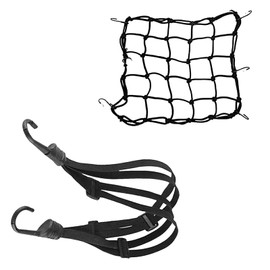 2 PCS Motorcycle Net,Elastic Luggage Strap, Motorcycle Helmet Net Luggage Cargo Net 40x40cm with Elastic Luggage Strap 60cm for Moto and Bike,Adjustable Elastic Net for Motorcycle Bike Load Cover