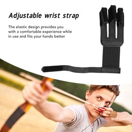 Pyhodi Archery Glove Finger Tab Accessories, 3 Finger Guard Finger Tab Protective Gear Leather Gloves for Recurve and Compound Bow for Hunting Shooting Targeting Men Women Youth Beginner (Black)