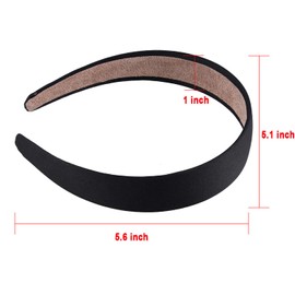 SIQUK 18 Pieces Satin Headbands Black Headband 1 Inch Non-slip Ribbon Hairband DIY Hair Headbands for Women and Girls