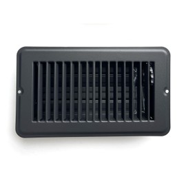 Kompell Aire Heavy Duty Steel Floor Vent with Beautiful Black Matte Finish. Fits in 4 x 8 Duct Opening. Overall Dimension is 5.75 in Wide x 9.75 in Long.