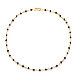 14K Yellow Gold Filled Wire Wrapped Black Onyx Rondelle Beads Chain Choker Necklace, 14 Inches