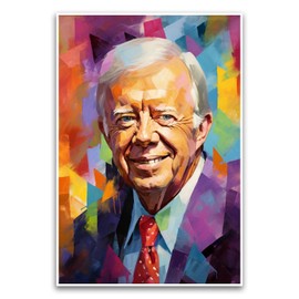 Jimmy Carter Colorful Oil Paint Portrait Poster - Presidential Portrait Vibrant Distinguished Poster - 12 x 18 Inch Unframed Poster - Premium Poster On 100lb Gloss Paper - Printed In The USA FHJP1316