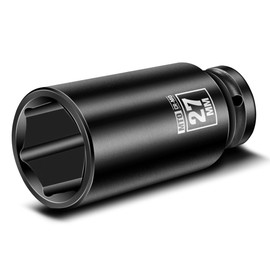 MTO 1/2" Drive 27mm Deep Impact Socket, 6 Pt. Metric Socket, CR-MO Steel & Anti-Corrosion Coating for Heavy-Duty Use