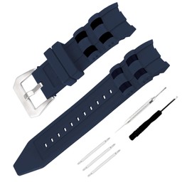 JETHENG Men's Rubber Strap Compatible for 26mm Invicta Pro Diver 6977 6978 6981 Ladies outdoor work waterproof silicone watch band wrist strap buckle (Navy Blue Band Silver Buckle)