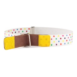 Ladeheid Children's Elastic Belt 1-12 Years 34 - 90 cm / 13.38 - 35.43 inches P15 - White/Yellow/Peas