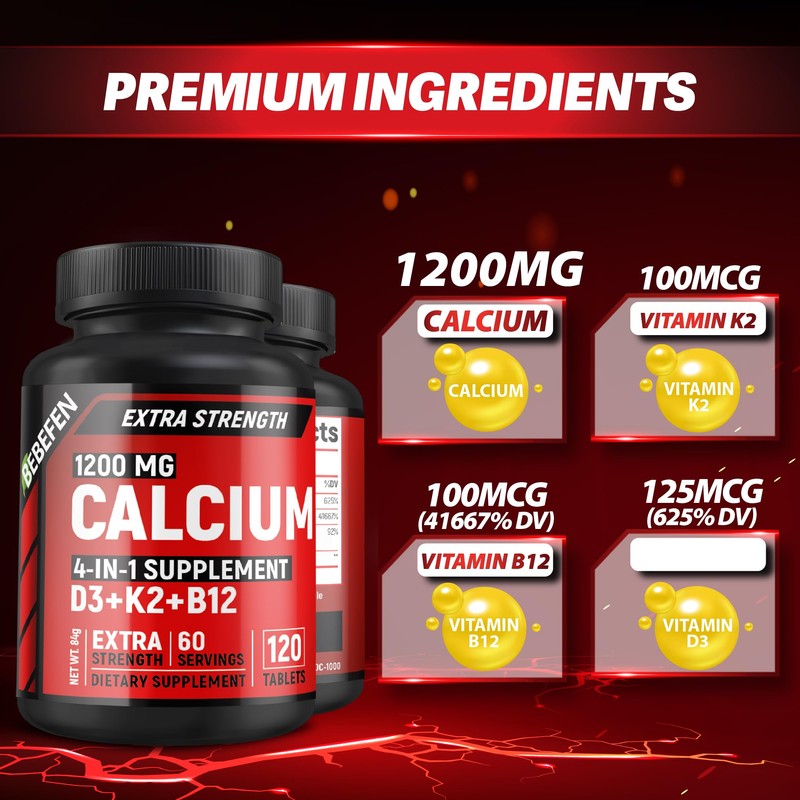 Calcium 1200 mg with 5000 IU Vitamin D3, 100mcg Vitamin