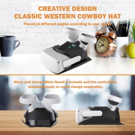 Unbranded VR Charging Station for Oculus Quest 2 Charger Dock Stand Rechargeable Batteries - Black