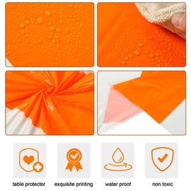 Oudain 6 Pcs Disposable Plastic Tablecloths 54" x 108" for Rectangle Tables Cloths Waterproof Table Cover for Baby Shower Wedding Birthdays Graduation Decoration (Orange,White)