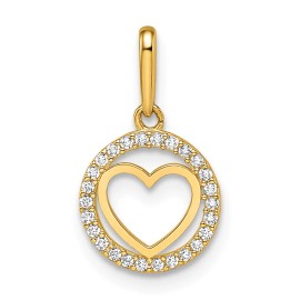 Million Charms 14k Yellow Gold Small CZ Heart Valentine Charm Pendant