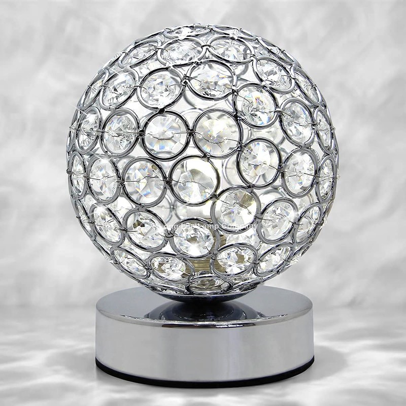 Crystal Globe Desk Lamp Chrome Ball Bedside and Table Lamp