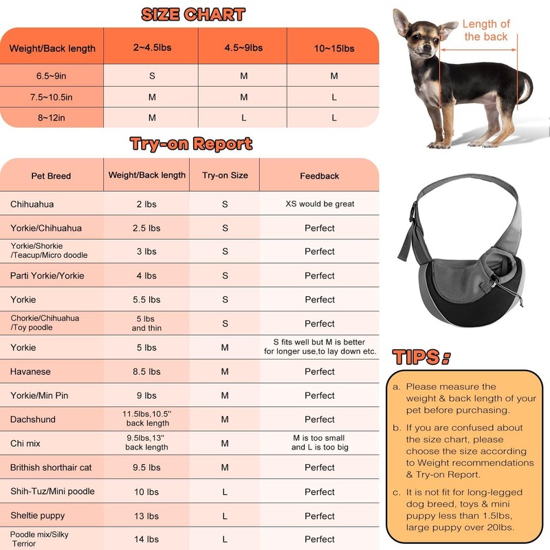 YUDODO Pet Sling Carrier for Small Dogs & Cats –