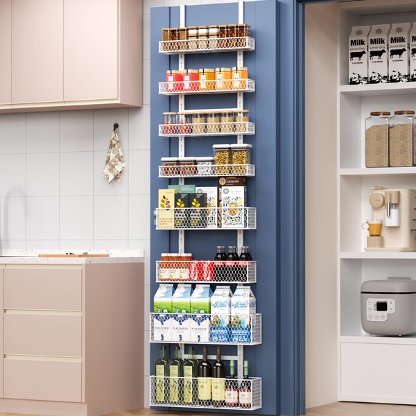 8-Tier Over The Door Pantry Organizer,Hanging Spice Rack with Adjustable