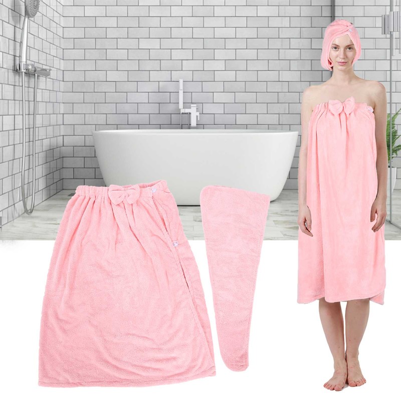 Bath Towel Wrap Coral Fleece Spa Women Adjustable Shower Wrap