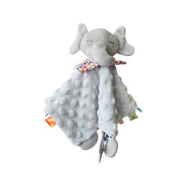 Marhel Manta de Seguridad con Etiquetas y Mordedora, Juguete Sensorial de Apego para Bebé en Forma de Elefante