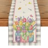 Artoid Mode Buffalo Plaid Vase Lavender Tulip Spring Table Runner,
