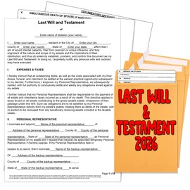 Zastic! 2026 3 Pack Last Will and Testament Kit: Blank Legal Last Will Testament Forms, Do It Yourself Legal Will Maker Templates - End of Life Planning Kit - 3 Blank Forms, Guide, & Envelopes
