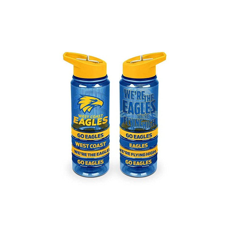 West Coast Eagles AFL Tritan Drink Bottle with Wrist Bands