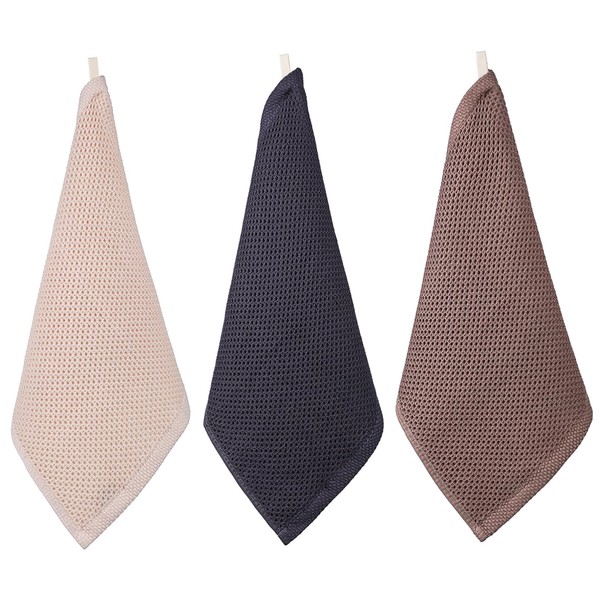 Mikinona 3 Pcs Cotton Dish Cloths Highly Absorbent Wash Cloths