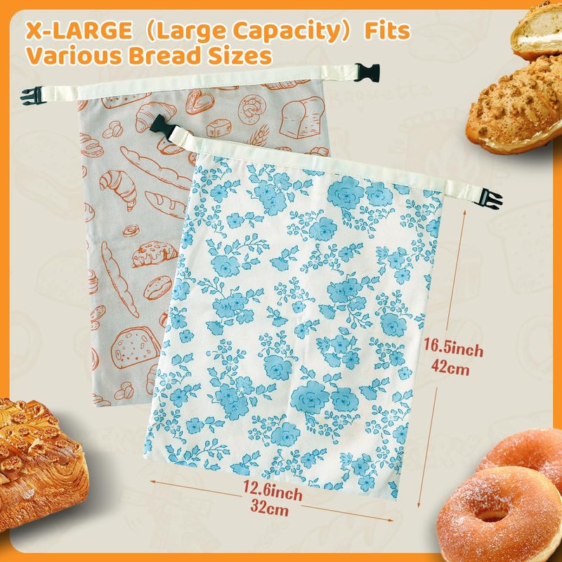 Bread Bags for Homemade bread,2 Pack Sourdough Bread Bags,Beeswax Bread