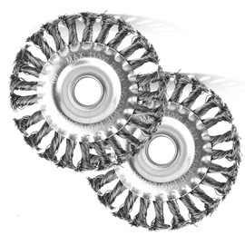 Set of 2 round brushes, diameter 125 x 22 mm, wire brush, angle grinder, disc brush, braid round brush, steel wire with braided wire bristles for angle grinder, drill