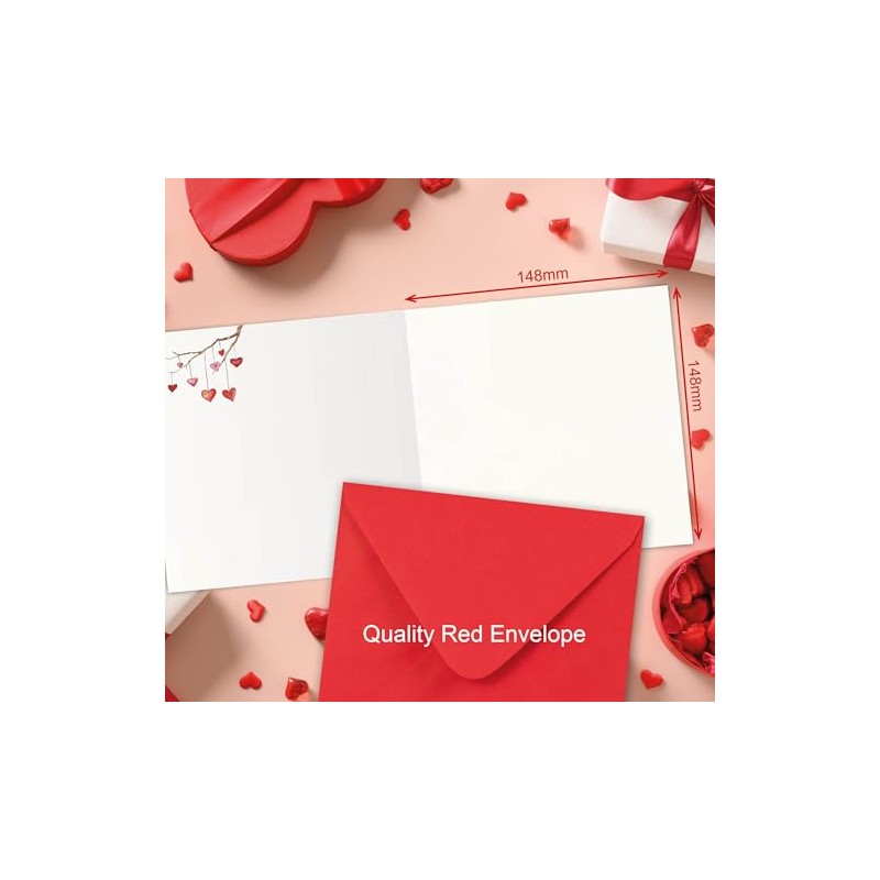 Valentines Card. Hearts Design. Eco-friendly. 148mm Square. Valentine's Card with