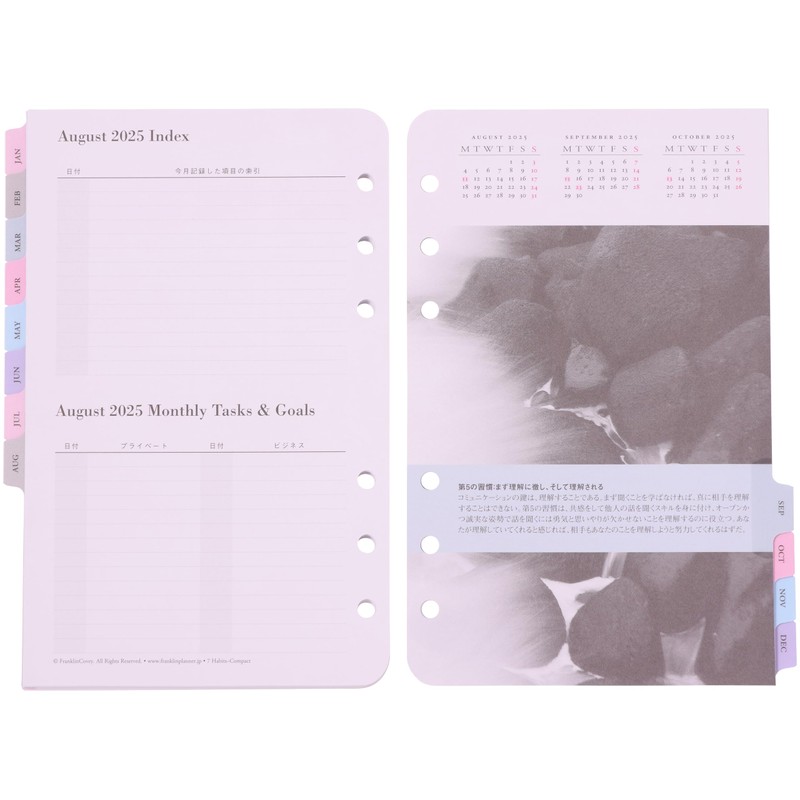 Franklin Planner 7 Habits Daily Refill, 12 Month Edition, Begins