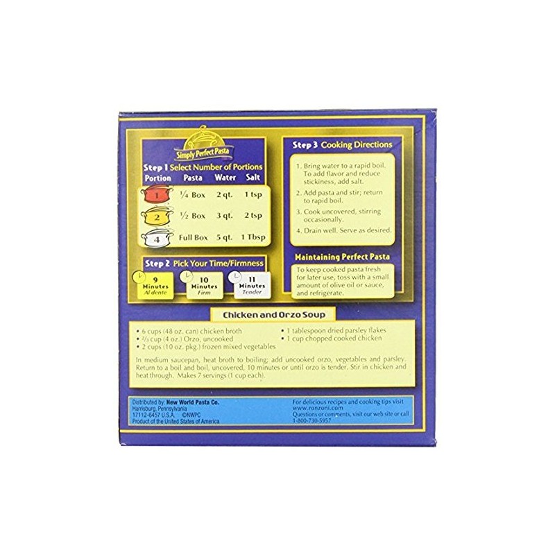 Ronzoni Orzo Enriched Macaroni Non GMO 16 Oz. Pack Of