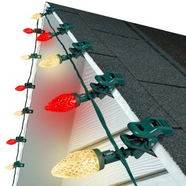 C9 LED Christmas Lights Outdoor, 66 Feet 100 LED C9 String Lights with 100 Spring Clips, Waterproof Connectable Christmas Tree Lights for Outside Roofline Patio Home Xmas Decor, Red & Warm White