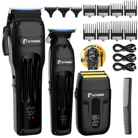 BESTBOMG® Hair Clippers for Men, Professional Hair Clippers, Beard Trimmer& Rechargeable Shaver Set, Metal T-Blade, LED Display, Barber Hair Cutting Kit for Men Grooming & Gifts, BS-808A (Black)